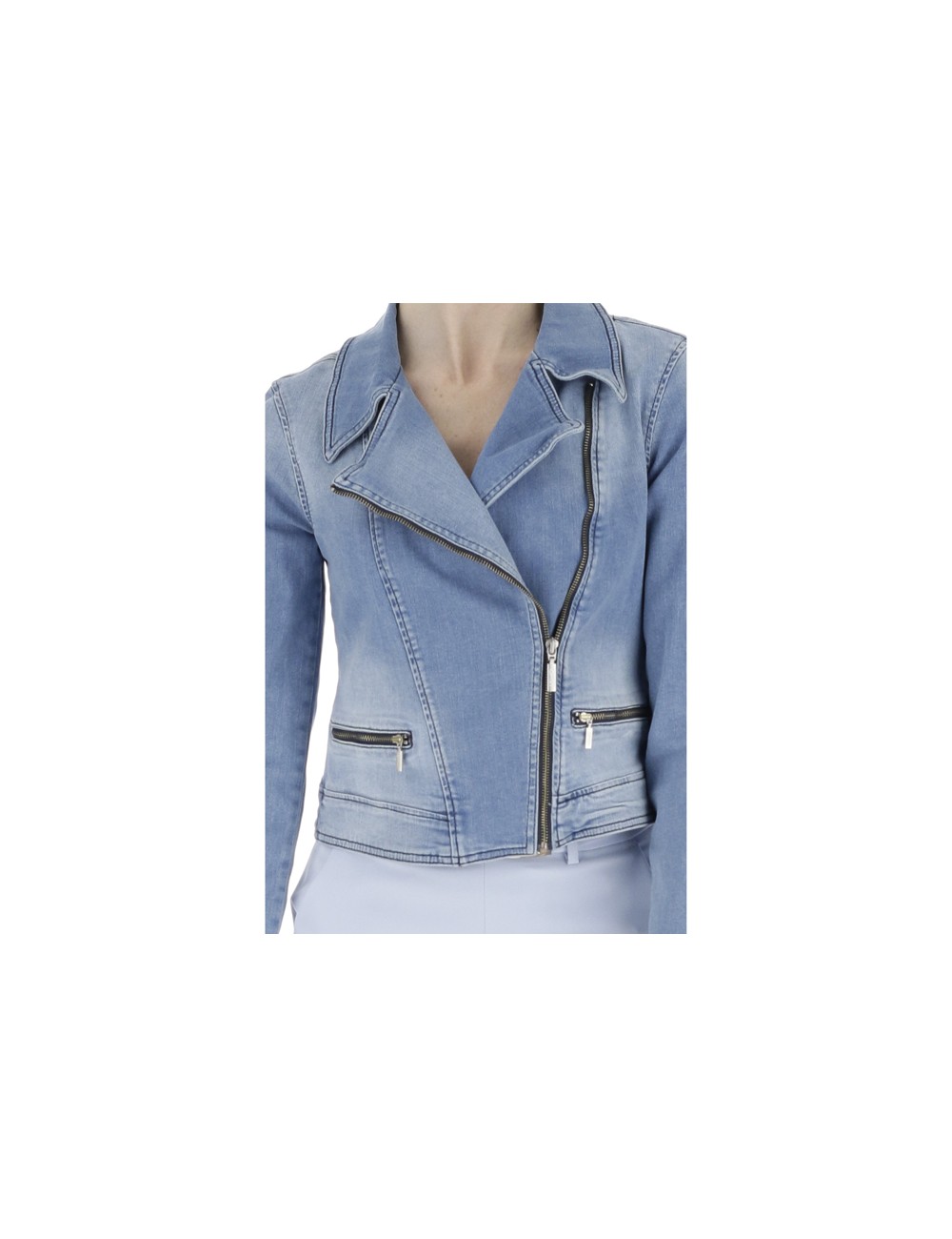 UA2084 GIACCA DENIM LIU JO DONNA GIUBBOTTO CHIODO IN JEANS GIUBBINO