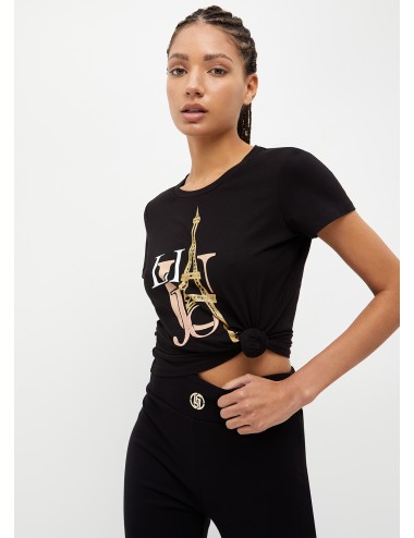 TA3088 R9911 T SHIRT DONNA LIU JO MAGLIA MAGLIETTA MANICHE CORTE LOGO GIROCOLLO