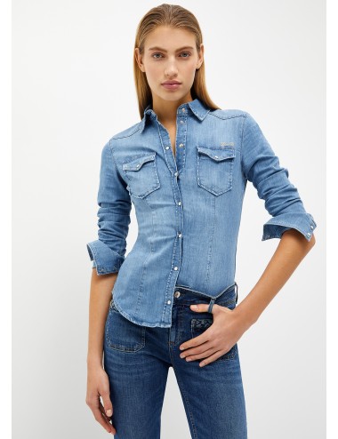 UA3048 CAMICIA IN DENIM LIU JO DONNA JEANS SHIRT CON BOTTONI E COLLETTO WOMAN