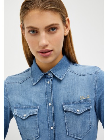 UA3048 CAMICIA IN DENIM LIU JO DONNA JEANS SHIRT CON BOTTONI E COLLETTO WOMAN