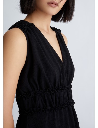 WA3447 ABITO DONNA DA CERIMONIA VESTITO LUNGO LIU JO WOMAN NERO ABITINO SCOLLO V