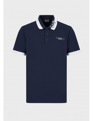 3RPF09 1554 POLO UOMO EA7 EMPORIO ARMANI MAGLIA SHIRT IN COTONE CON LOGO BLU