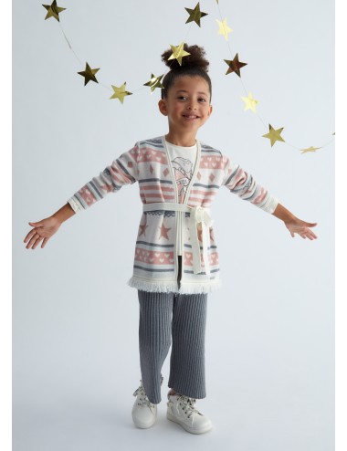 KF4093 MAGLIA APERTA LIU JO GIRL CARDIGAN CON CINTURA BAMBINA KID KIDS SHIRT