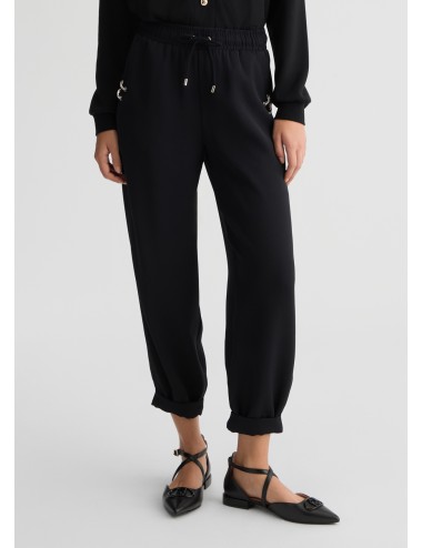 TA5138 PANTALONE LIU JO CROPPED PANTALONI SPORTIVI DONNA COLORE NERO WOMAN