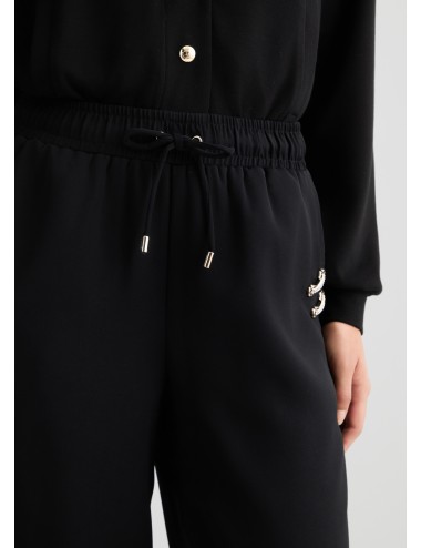 TA5138 PANTALONE LIU JO CROPPED PANTALONI SPORTIVI DONNA COLORE NERO WOMAN