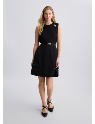 TA5139 ABITO DONNA LIU JO VESTITO DRESS CORTO CON CINTURA WOMAN NERO ABITINO