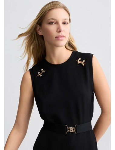 TA5139 ABITO DONNA LIU JO VESTITO DRESS CORTO CON CINTURA WOMAN NERO ABITINO