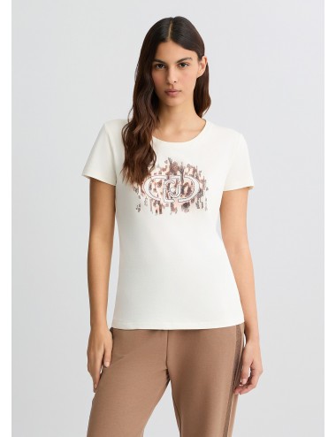 TA5173 M9514 T SHIRT DONNA LIU JO CON LOGO ANIMALIER MAGLIETTA MANICA CORTA NEW