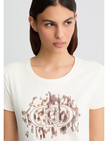 TA5173 M9514 T SHIRT DONNA LIU JO CON LOGO ANIMALIER MAGLIETTA MANICA CORTA NEW