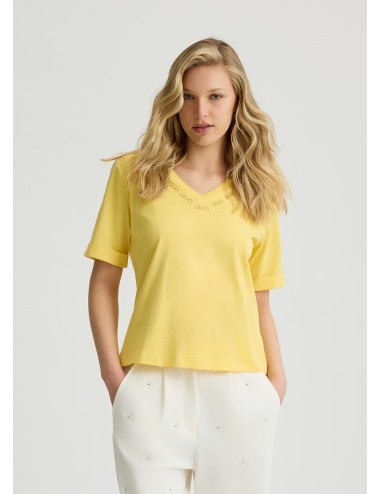 TA5175 M9135 T SHIRT DONNA LIU JO MAGLIA MAGLIETTA SCOLLO V MANICHE CORTE WOMAN