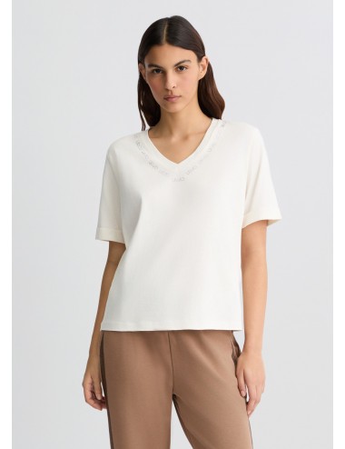 TA5175 M9295 T SHIRT DONNA LIU JO MAGLIA MAGLIETTA SCOLLO V MANICHE CORTE WOMAN