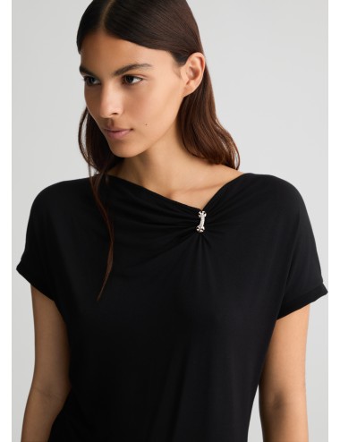 TA5176 22222 T SHIRT DONNA LIU JO JERSY DI COTONE MAGLIA MAGLIETTA WOMAN STRASS