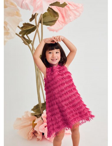 064 VESTITO ABEL E LULA CON FRANGE MAGENTA ABITO DRESS CERIMONIA BAMBINA GIRL