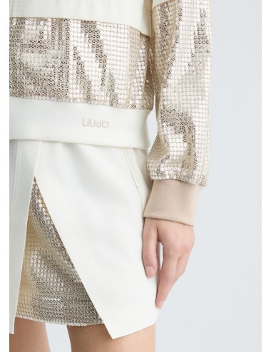 TA5260 GIACCA CON PAILLETTES LIU JO DONNA FELPA MAGLIA APERTA DONNA COLOR ORO