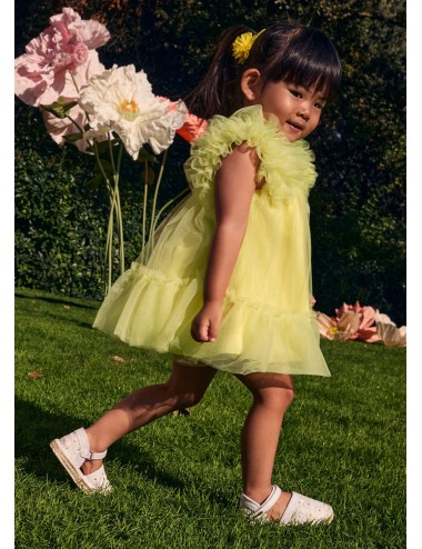 029 VESTITO BAMBINA ABEL E LULA IN TULLE ABITO VANIGLIA DA CERIMONIA GIRL KIDS