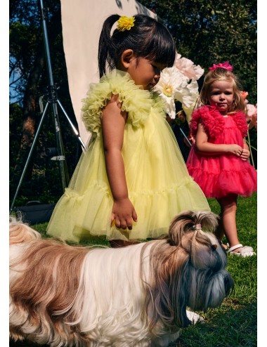 029 VESTITO BAMBINA ABEL E LULA IN TULLE ABITO VANIGLIA DA CERIMONIA GIRL KIDS