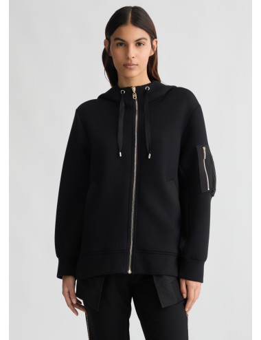 TA5083 GIACCONE NERO LIU JO DONNA GIACCA CON CAPPUCCIO WOMAN CAPPOTTO ESTIVO