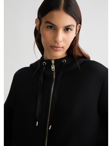 TA5083 GIACCONE NERO LIU JO DONNA GIACCA CON CAPPUCCIO WOMAN CAPPOTTO ESTIVO