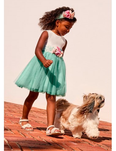 052 VESTITO BAMBINA ABEL E LULA ABITO STRUTTURATO CERIMONIA GIRL KIDS DRESS ALOE