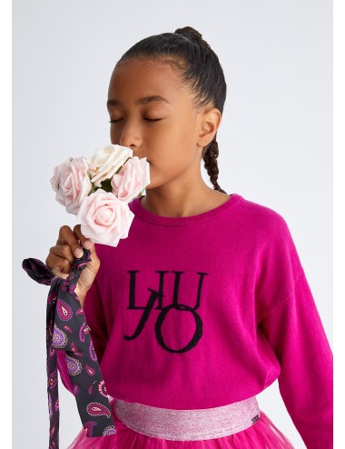 GF3061 B3746 MAGLIA LIU JO GIRL BAMBINA SHIRT GIROCOLLO CON LOGO MAGLIETTA KID