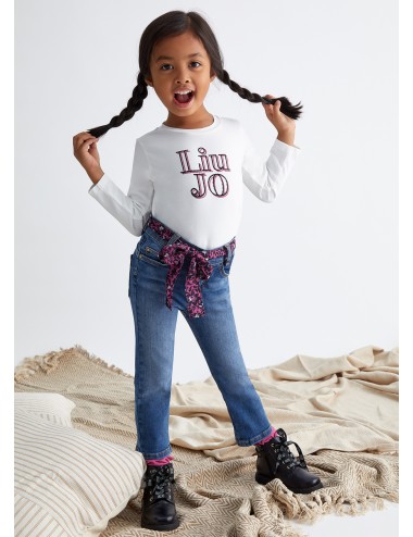 KF3112 JEANS STRAIGHT CON CINTURA LIU JO GIRL PANTALONE DENIM BAMBINA PANTALONI
