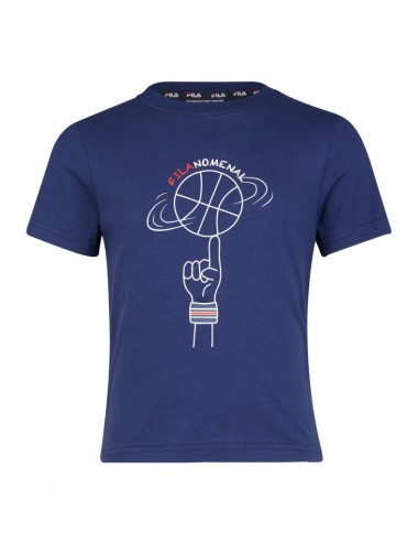 0058 BLU T SHIRT FILA KIDS KID BAMBINOI BAMBINA MAGLIA MAGLIETTA COTONE