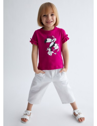 KA3144 X0394 T SHIRT LIU JO KIDS BAMBINA MAGLIA MAGLIETTA CON LOGO STAMPA TOUCAN
