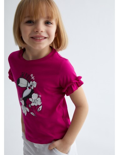 KA3144 X0394 T SHIRT LIU JO KIDS BAMBINA MAGLIA MAGLIETTA CON LOGO STAMPA TOUCAN