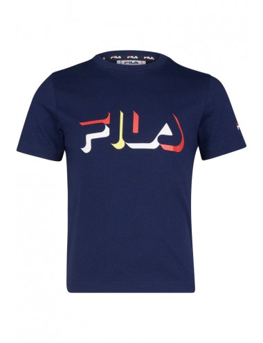 0059 BLU T SHIRT FILA KIDS MAGLIA MAGLIETTA COTONE LOGO BAMBINO BAMBINA KID