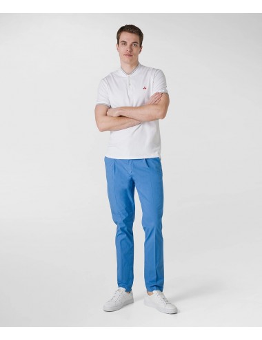 SERINO STR BIAOF POLO MAGLIA PEUTEREY COLLO COREANA COLLETTO T SHIRT BIANCA