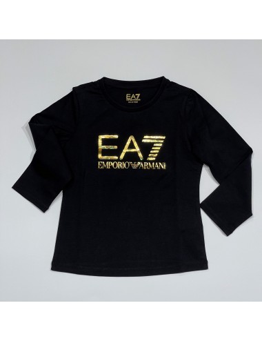 6KFT02 NERO T SHIRT EA7 EMPORIO ARMANI BAMBINA MAGLIA MAGLIETTA CON LOGO NEW
