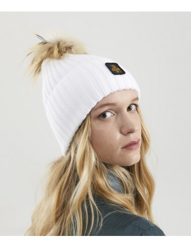 Refrigiwear donna SNOW FLAKE HAT BIANCO cappello pon pon pelliccia cap NUOVO