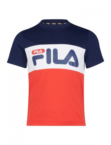 0063 ROSSO BLU T SHIRT FILA KIDS MAGLIA MAGLIETTA GIROCOLLO BAMBINO BAMBINA KID