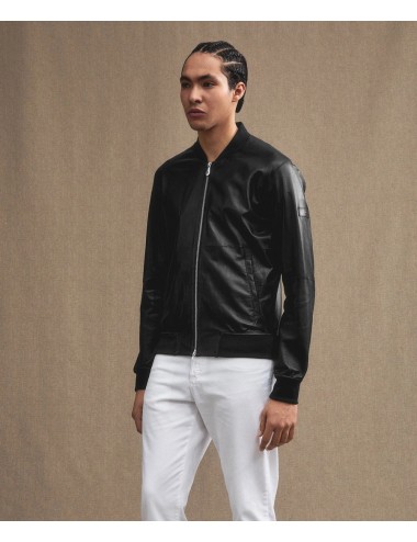 FANS LEATHER ACC PEUTEREY UOMO BOMBER VERA PELLE GIACCA GIUBBINO GIUBBOTTO BLU