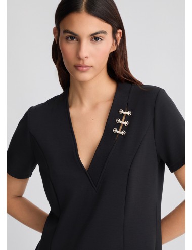 TA5290 22222 ABITO DONNA LIU JO VESTITO CORTO SCUBA CON APPLICAZIONI SCOLLO V