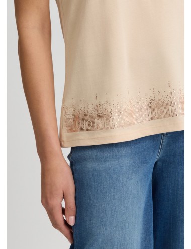 TA5180 M9250 T SHIRT DONNA MANICA CORTA LIU JO LOGO E STRASS MAGLIA MAGLIETTA