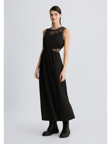 TA5202 ABITO DONNA LIU JO VESTITO LUNGO DRESS NERO GIROCOLLO ABITINO WOMAN NEW