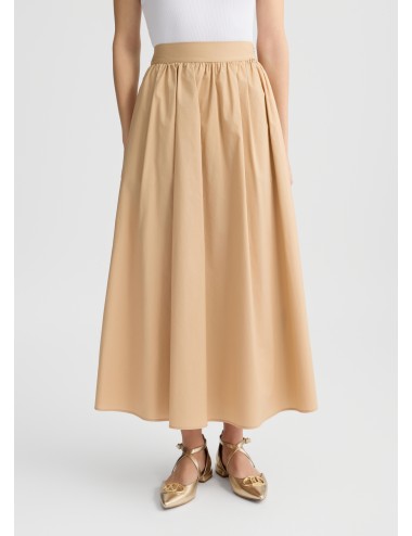 WA5173 Z9808 GONNA MIDI LIU JO GONNELLONE IN POPELINE COTONE BEIGE SKIRT WOMAN