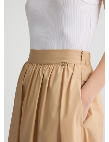 WA5173 Z9808 GONNA MIDI LIU JO GONNELLONE IN POPELINE COTONE BEIGE SKIRT WOMAN