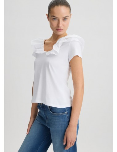 WA5364 WA9434 T SHIRT DONNA LIU JO CON ROUCHES STAMPATA MAGLIA MAGLIETTA COTONE