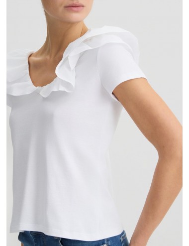 WA5364 WA9434 T SHIRT DONNA LIU JO CON ROUCHES STAMPATA MAGLIA MAGLIETTA COTONE