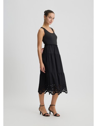 WA5166 22222 ABITO DONNA LIU JO VESTITO COTONE MIDI CON RICAMI ABITINO WOMAN