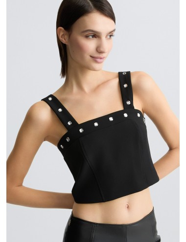 WA5072 TOP DONNA LIU JO CON STRASS CANOTTA ELEGANTE WOMAN SHIRT SOTTO GIACCA