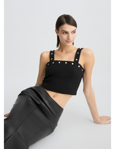 WA5072 TOP DONNA LIU JO CON STRASS CANOTTA ELEGANTE WOMAN SHIRT SOTTO GIACCA