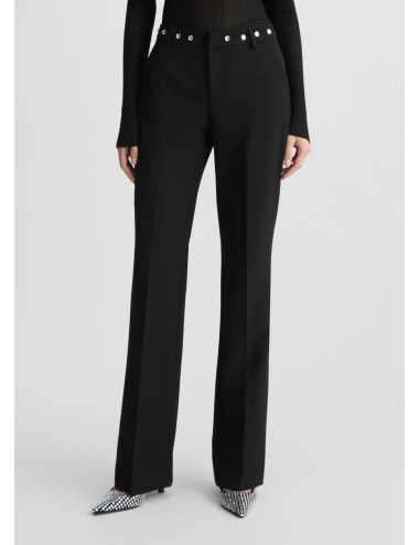 WA5074 PANTALONE DONNA LIU JO PANTALONI ELEGANTI CON STRASS COLORE NERO WOMAN