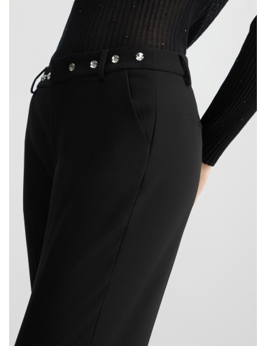 WA5074 PANTALONE DONNA LIU JO PANTALONI ELEGANTI CON STRASS COLORE NERO WOMAN