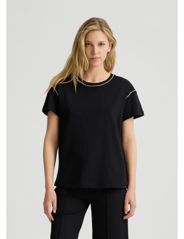 WA5148 22222 T SHIRT DONNA LIU JO IN COTONE MAGLIA MAGLIETTA CON STRASS WOMAN