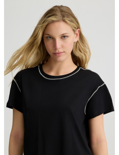 WA5148 22222 T SHIRT DONNA LIU JO IN COTONE MAGLIA MAGLIETTA CON STRASS WOMAN