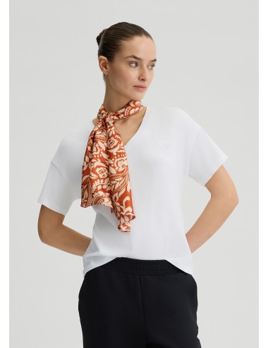 WA5154 M9541 T SHIRT IN COTONE LIU JO CON FOULARD MAGLIA MAGLIETTA WOMAN COLLO V