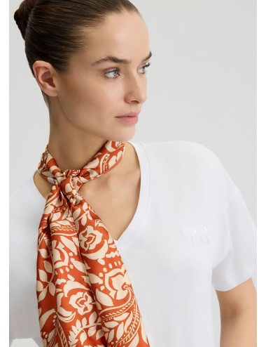 WA5154 M9541 T SHIRT IN COTONE LIU JO CON FOULARD MAGLIA MAGLIETTA WOMAN COLLO V